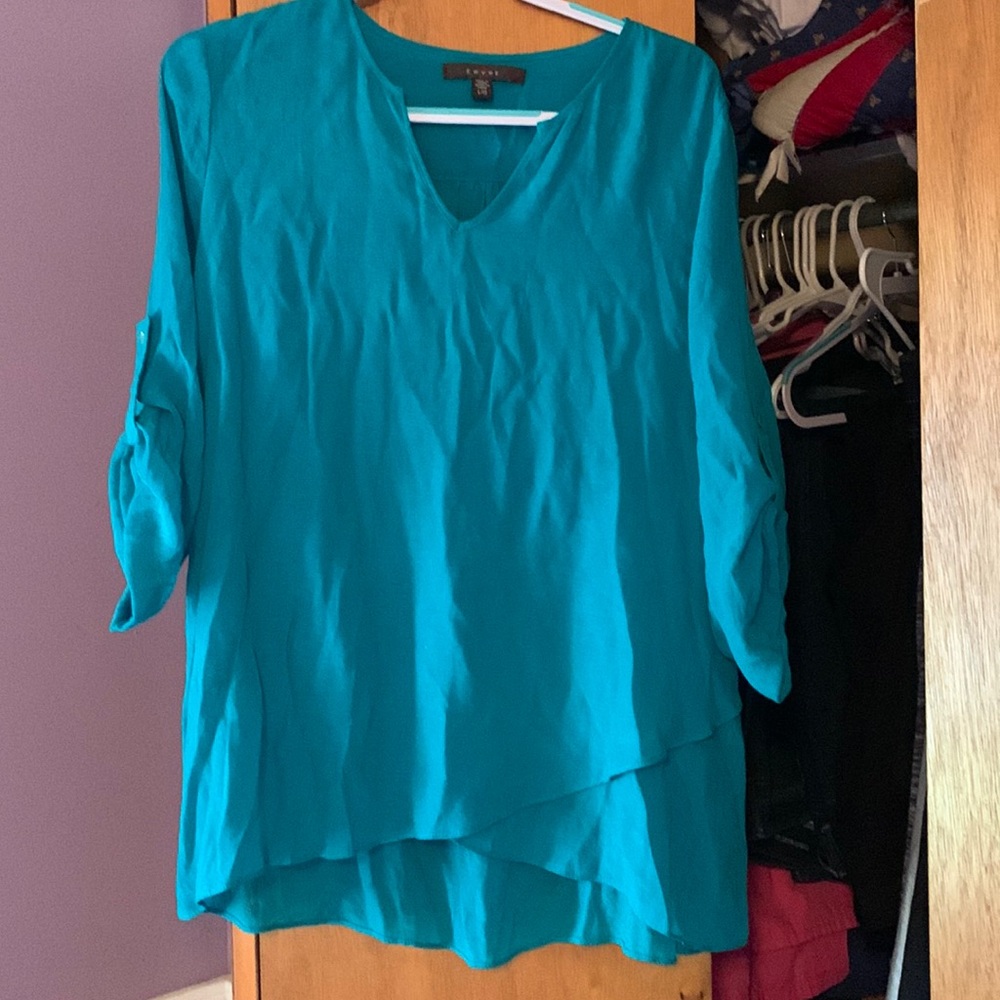 3/4 sleeve hi low blouse